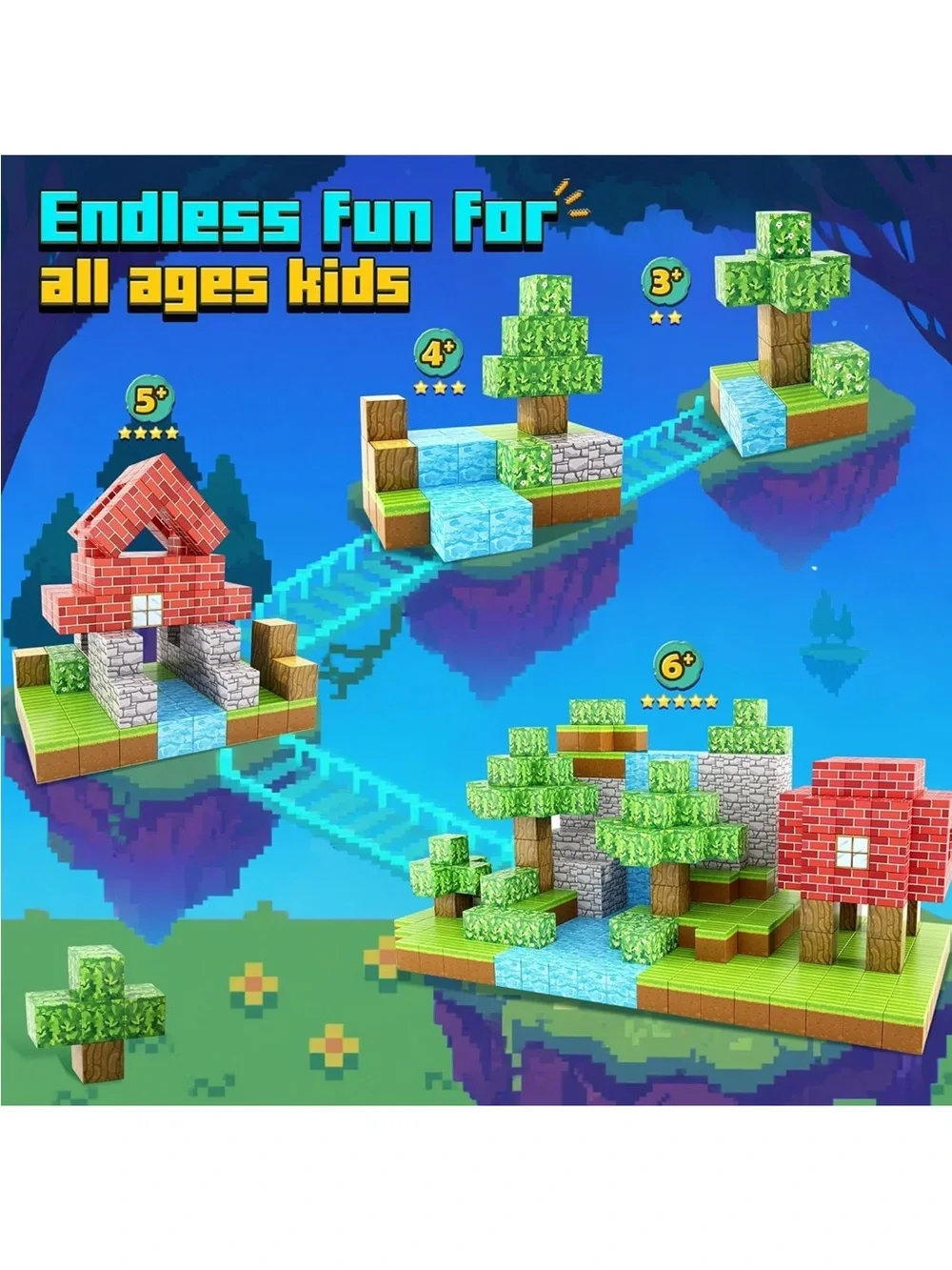 100PCS Magnetic Blocks Build Magnet Forrest World Montessori Sensory Educational